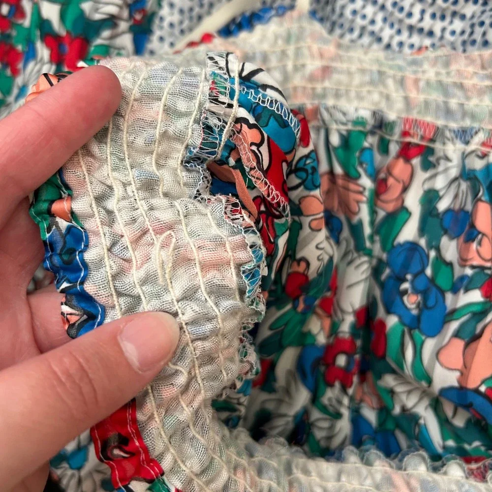 Vintage Diane Freis Pleated Skirt Georgette Pleats Busy Floral Print 80s